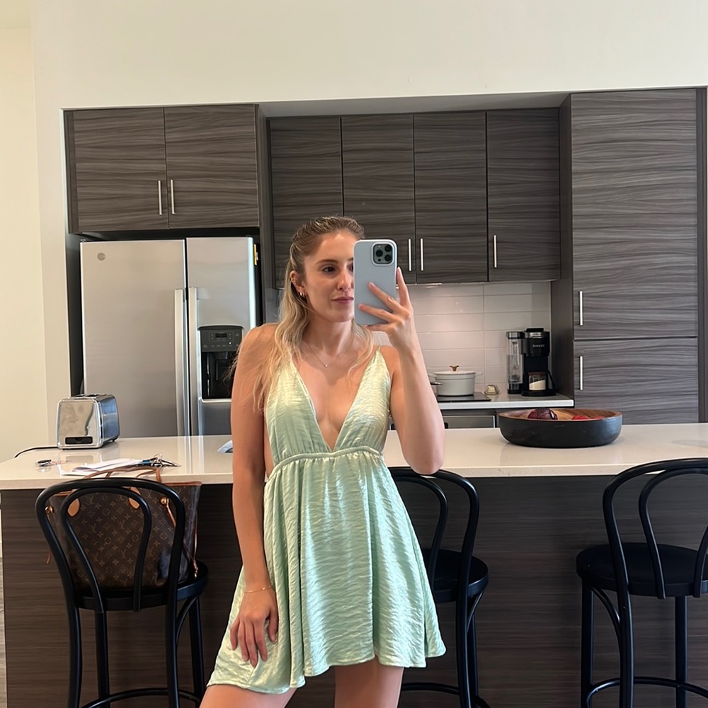 Lucy in the Sky Light Green Backless Dress